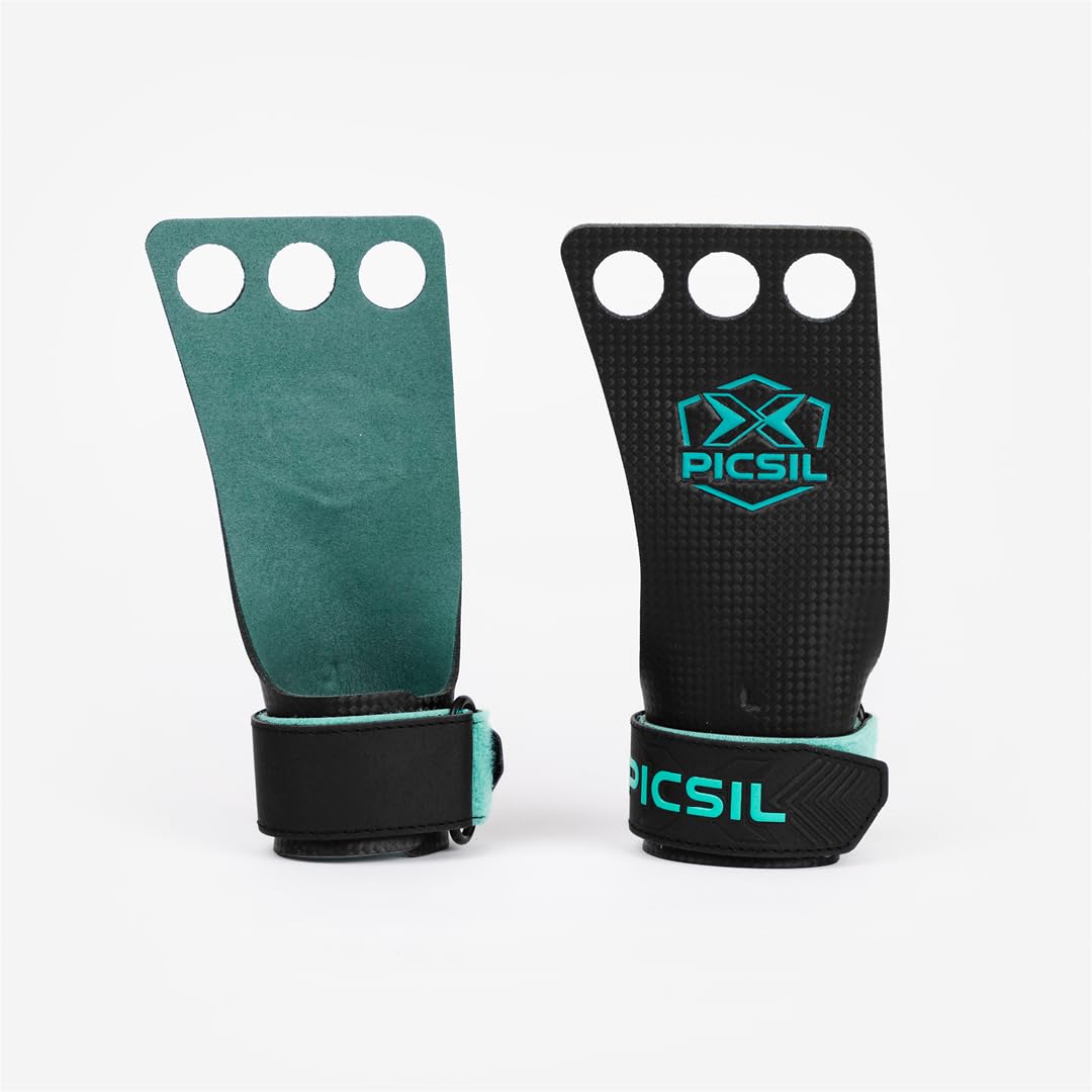 PICSIL Falcon Grips, Tough & Resistant Workout Grips, Hand Grips for Weightlifting & Gymnastics, Made of Soft, Breathable Carbon Fabric, Blocks Rips, Calluses, & Blisters, Unisex