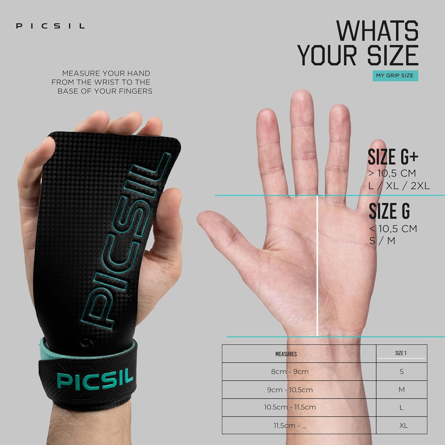 PICSIL Falcon Grips, Tough & Resistant Workout Grips, Hand Grips for Weightlifting & Gymnastics, Made of Soft, Breathable Carbon Fabric, Blocks Rips, Calluses, & Blisters, Unisex