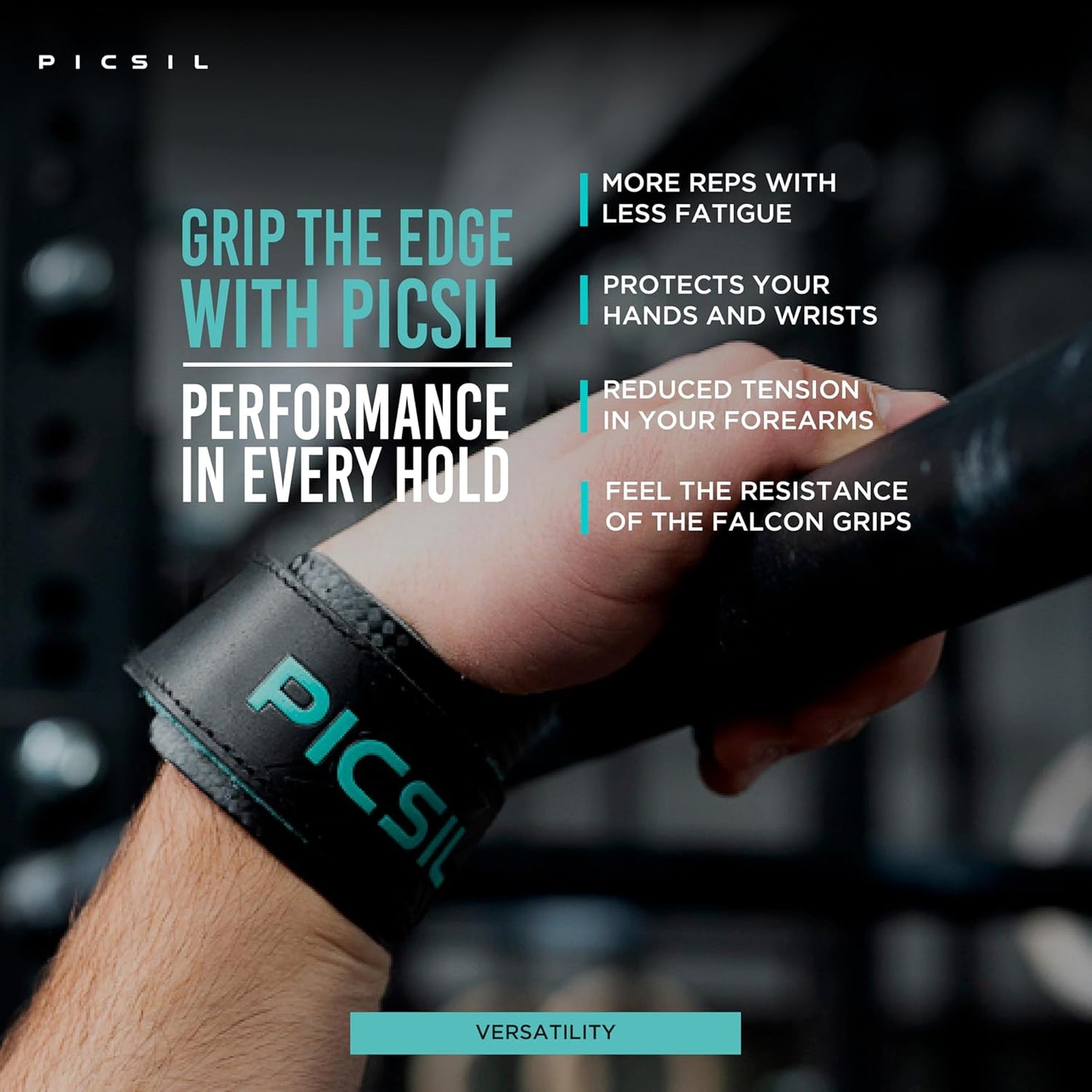 PICSIL Falcon Grips, Tough & Resistant Workout Grips, Hand Grips for Weightlifting & Gymnastics, Made of Soft, Breathable Carbon Fabric, Blocks Rips, Calluses, & Blisters, Unisex